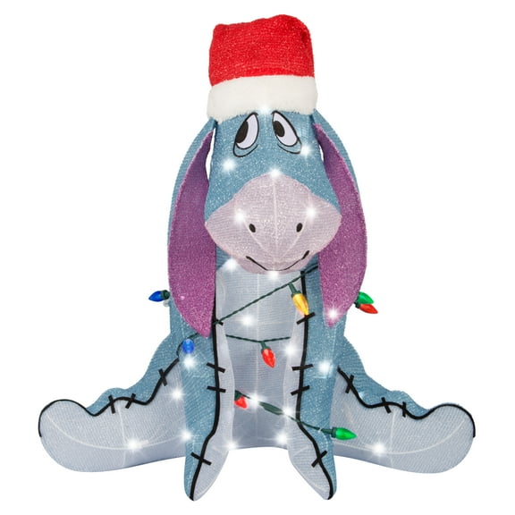 Gemmy 3D Holiday Lighted Tinsel Sculpture Eeyore 28" Disney, Multicolored