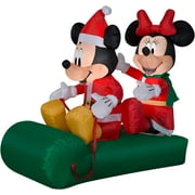 Gemmy 5' Airblown Mickey and Minnie on Sled Christmas Inflatable