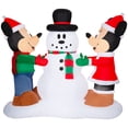 thumbnail image 1 of Gemmy Christmas Airblown Inflatable Mickey and Minnie Decorating Snowman Scene Disney, 5 ft Tall, 1 of 2