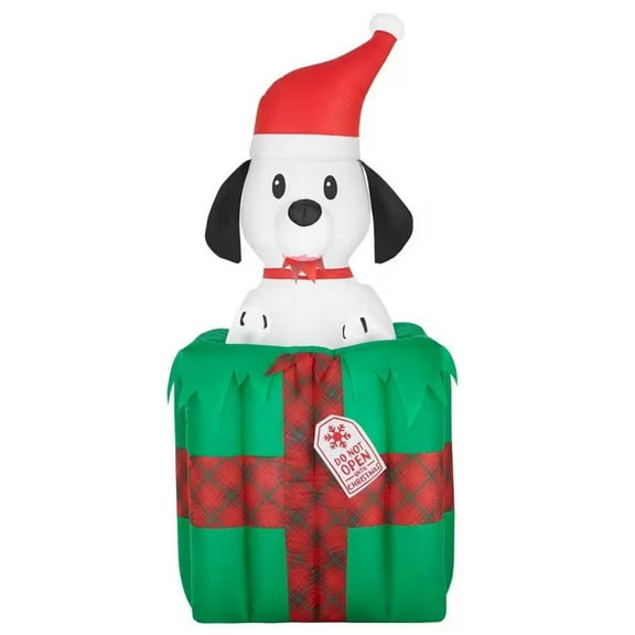 Gemmy 5 ft. Animated LED Dog in Gift Box Christmas Inflatable