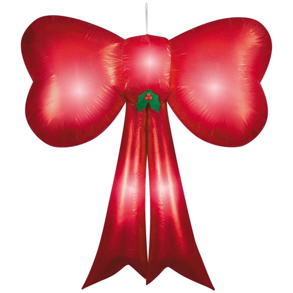 54" Airblown Inflatable Hanging Red Sequin Christmas Bow Outdoor Decoration