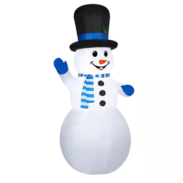 Gemmy 9-FT Giant-Sized LED Snowman in Top Hat & Blue Scarf