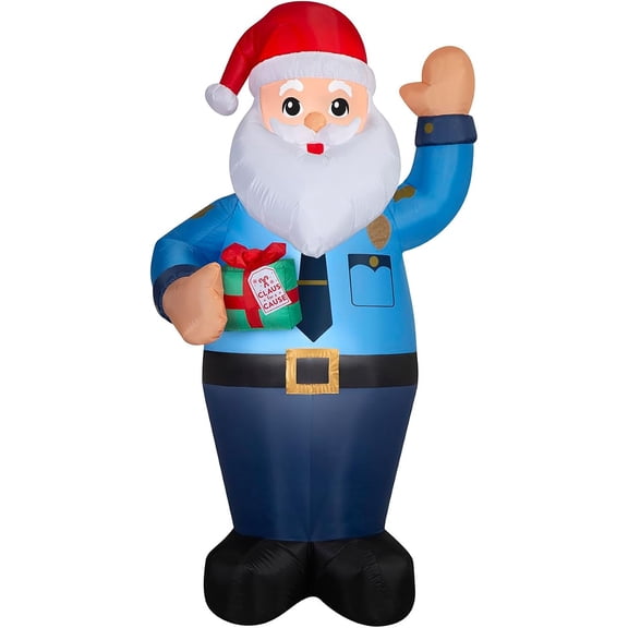 Gemmy AIRBLOWN Inflatable Santa Claus Policeman Christmas Outdoor Decoration with Light 8 FT