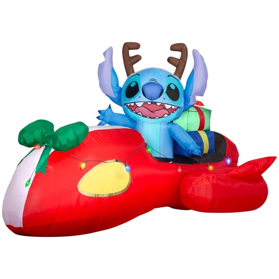 Gemmy Airblown Disney Stitch in Red Speeder Car with Light String Christmas Inflatable, 4-Ft, LED Yard Decor