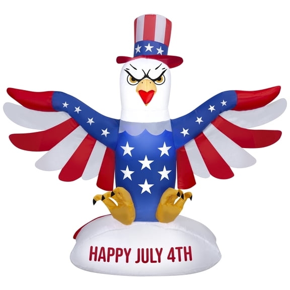 Gemmy Airblown Inflatable 3.8ft Independence Day Light Patriotic American Eagle Independence Day Yard Decor