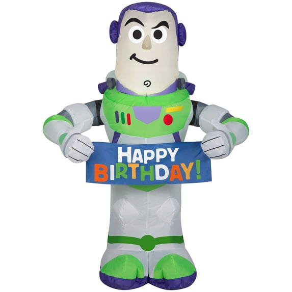 Gemmy Airblown Inflatable Birthday Party Buzz Lightyear, 3.5 ft Tall, White