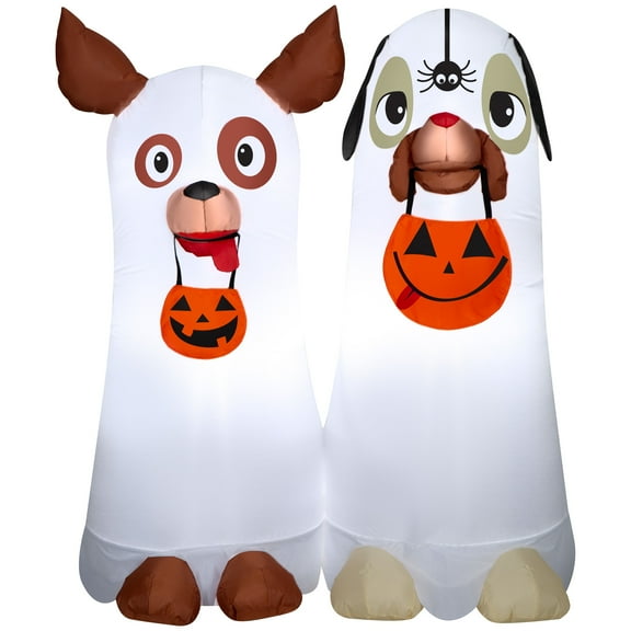 Gemmy Airblown Inflatable Ghost Dog Duo Scene, 5 ft Tall, Multicolored