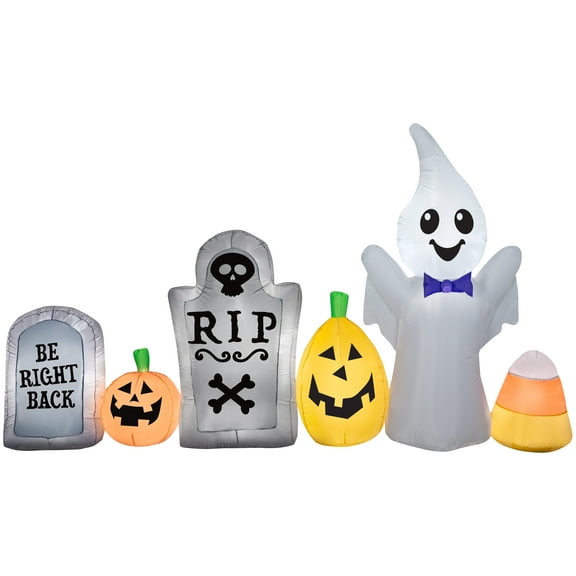 Gemmy Airblown Inflatable Ghost in Cemetery Scene , 5 ft Tall, White