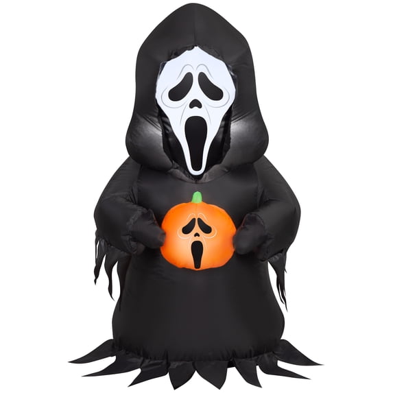 Gemmy Airblown Inflatable Ghostface w/JOL Fun World, 3.5 ft Tall, Multicolored