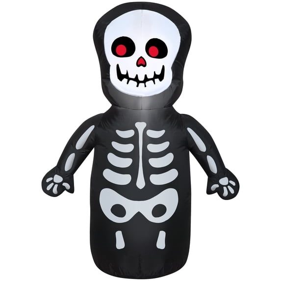 Gemmy Airblown Inflatable Happy Skeleton, 3.5 ft Tall, Multicolored