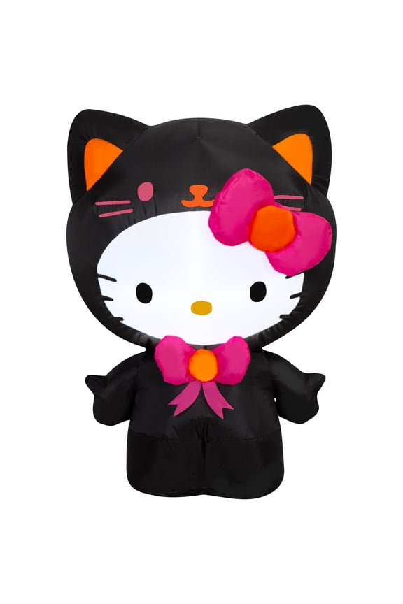 Airblown Inflatable Hello Kitty as Black Cat Sanrio, 3 ft Tall, Multicolored