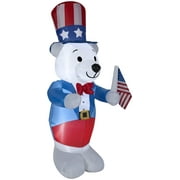 Gemmy Airblown Inflatable Patriotic Polar Bear, 4 ft Tall, Blue