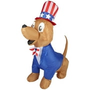 Gemmy Airblown Inflatable Patriotic Pooch, 5 ft Tall, Blue