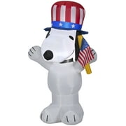Gemmy Airblown Inflatable Patriotic Snoopy, 3.5 ft Tall, White
