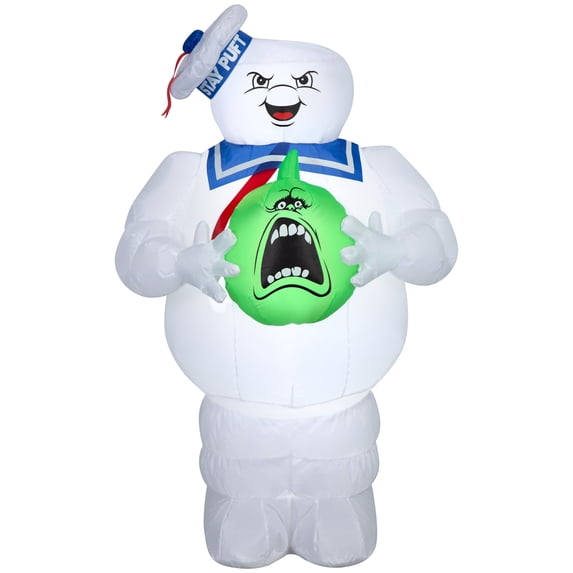 Gemmy Airblown Inflatable Stay Puft w/Pumpkin Ghostbusters, 3.5 ft Tall, Multicolored