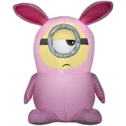 Gemmy Airblown Inflatable Stuart in Pink Bunny Suit, 3.5 ft Tall