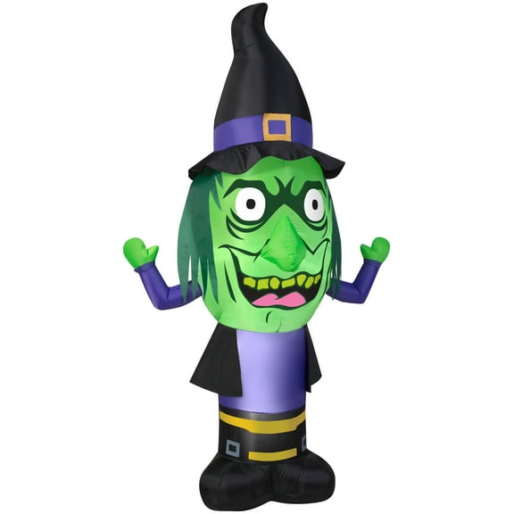 Gemmy Airblown Inflatable Stumpy Head Witch, 7 ft Tall, Green