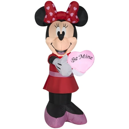 Gemmy Airblown Inflatable Valentine Minnie Mouse, 3.5 ft Tall, red