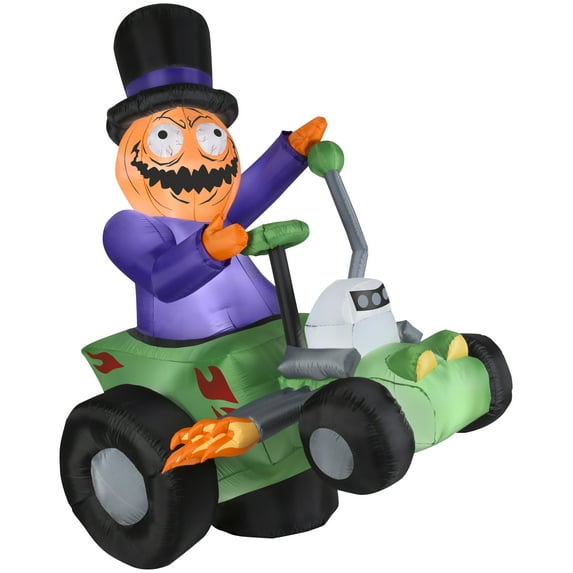 Gemmy Airblown Jack's Ride Pumpkin Man, 6 ft Tall, Multicolored