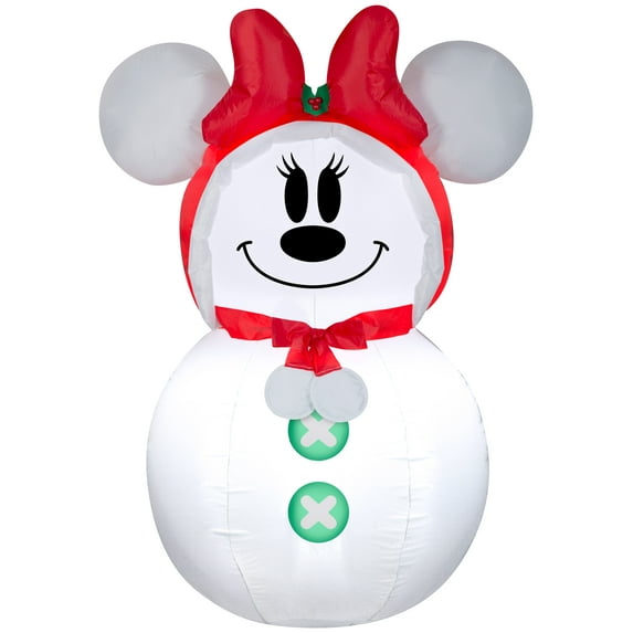 Gemmy Christmas Airblown Inflatable Inflatable Minnie Mouse Snowman, 3.5 ft Tall, white