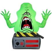Gemmy Airblown Slimer Ghost on Ghost Trap Ghostbusters , 3.5 ft Tall, green