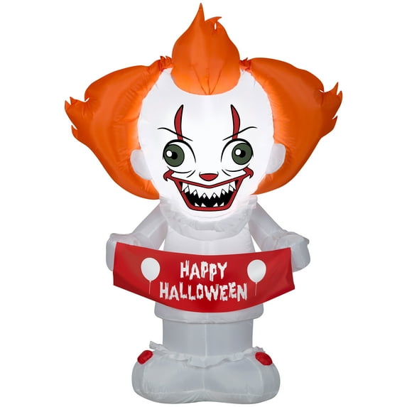 Gemmy  Airblown Stylized Pennywise Warner Brothers, 4 ft Tall, Multicolored