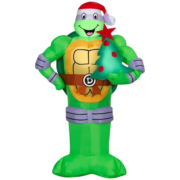 Gemmy Airblown TMNT Donatello with Christmas Tree Christmas Inflatable, 3.5-Ft, LED Yard Decor