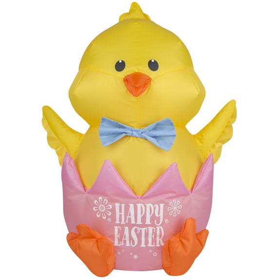 Gemmy Airdorable Airblown Inflatable Easter Hatching Chick, 1.5 ft Tall, Yellow