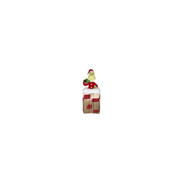 Gemmy Animated Christmas Airblown Inflatable Grinch Popping Out Of Chimney Dr. Seuss, 5.5 ft Tall