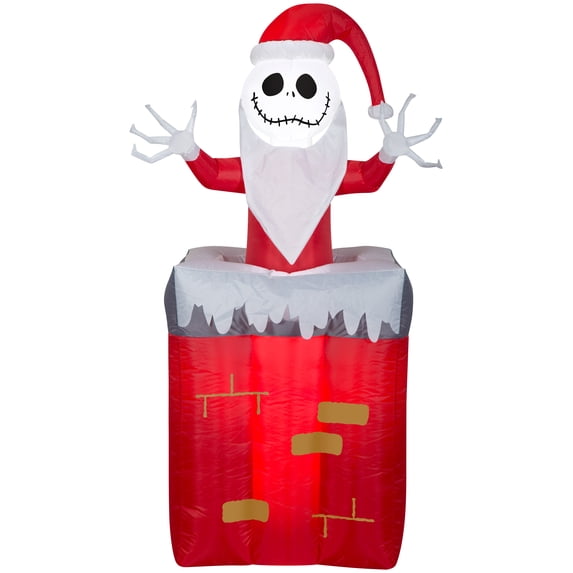 Gemmy Animated Christmas Airblown Inflatable Inflatable Jack Skellington in Chimney, 5.5 ft Tall