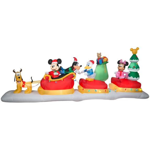 Gemmy Animated Christmas Airblown Inflatable Mickey and Friends Sleigh Scene Disney, 6 ft Tall