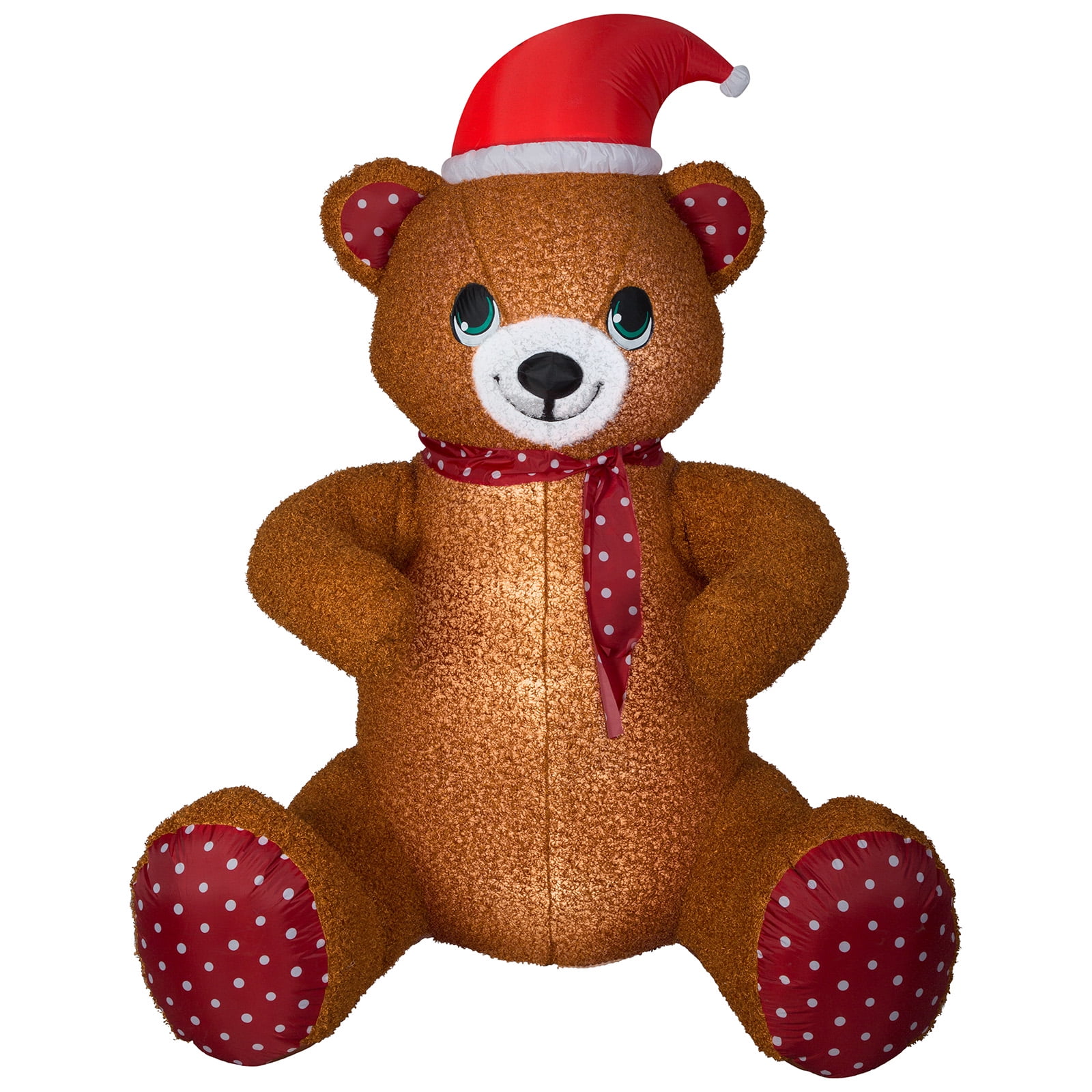 Gemmy Animated Christmas Airblown Inflatable Mixed Media Hugging Teddy Bear  Giant, 6.5 ft Tall
