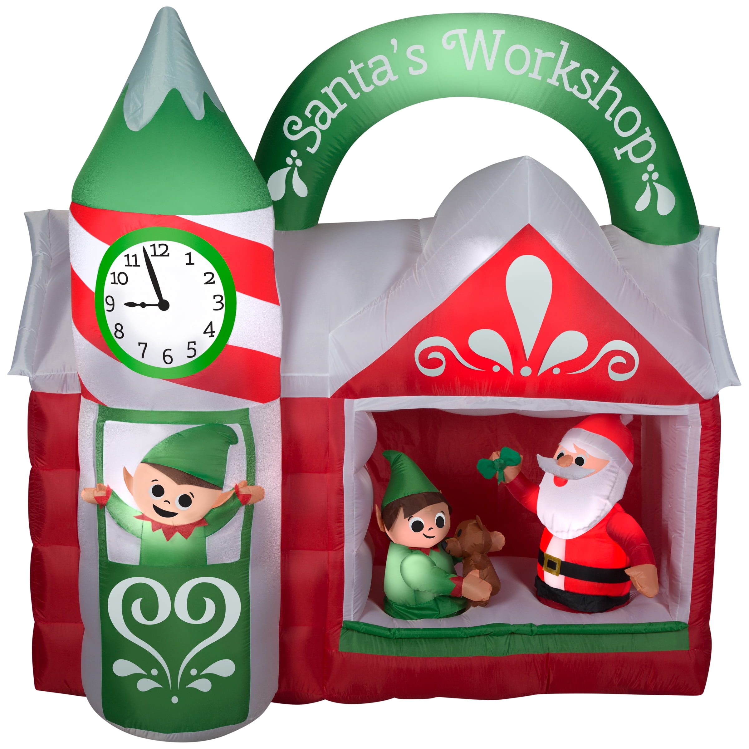 Gemmy Animated Christmas Airblown Inflatable Santa's Workshop Scene, 7.5 ft Tall, Multicolored