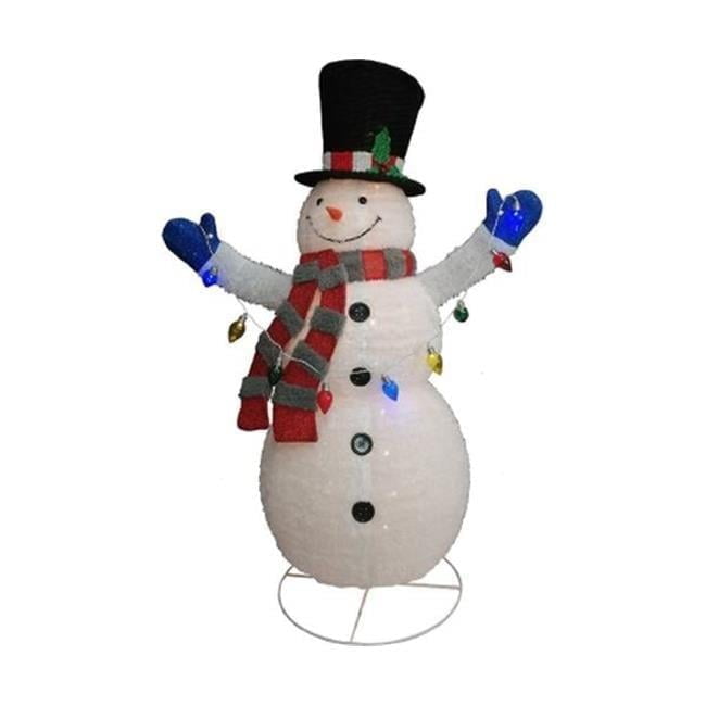 Gemmy C25 55748075 72 in. Fluffy Snowman with String Lights - Multi Color Gemmy C25 55748075 72 in. Fluffy Snowman with String Lights - Multi Color