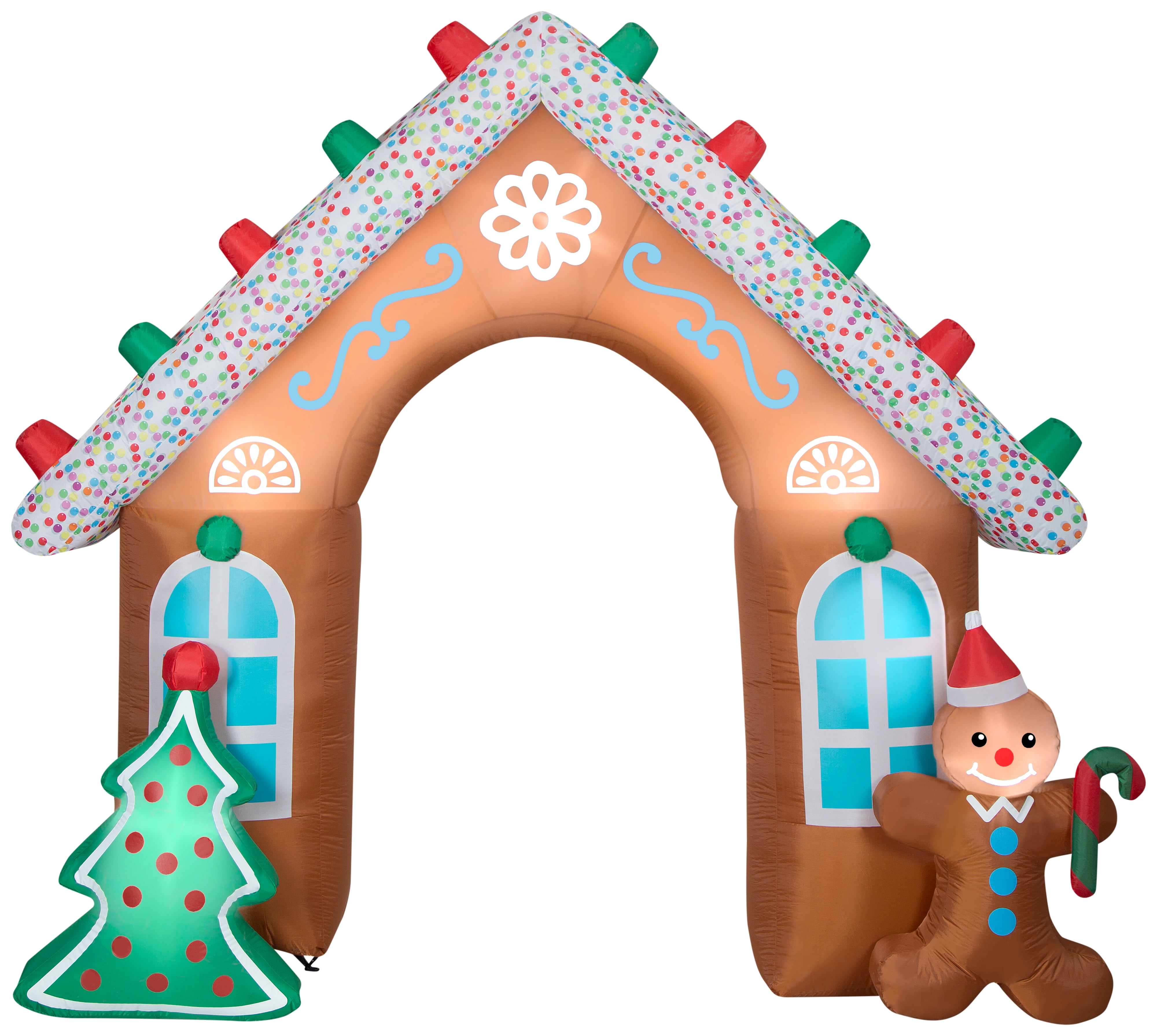 Gemmy Christmas Airblown Inflatable Gingerbread Archway, 8.5 ft Tall, Multi