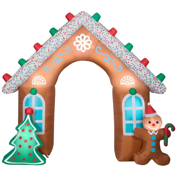 Gemmy Christmas Airblown Inflatable Gingerbread Archway, 8.5 ft Tall, Multi