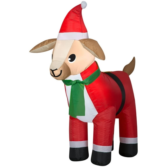 Gemmy Christmas Airblown Inflatable Goat in Santa Suit, 3.5 ft Tall, Red