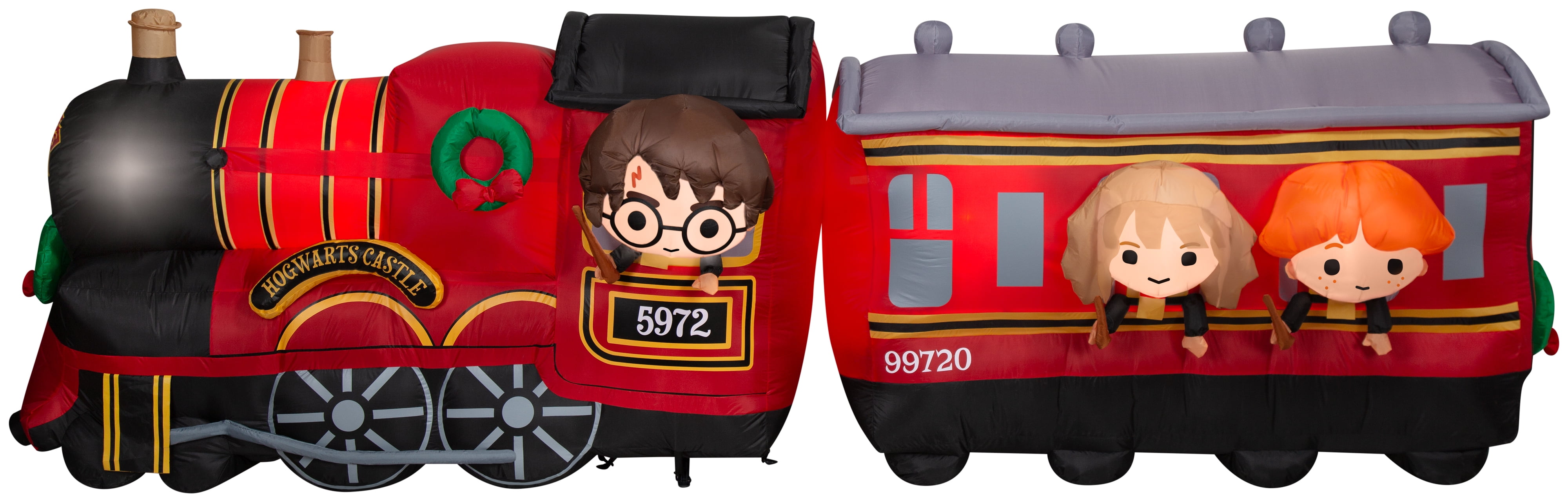 Gemmy Christmas Airblown Inflatable Hogwarts Express w/LEDs Scene WB, 4 ft Tall, Multi