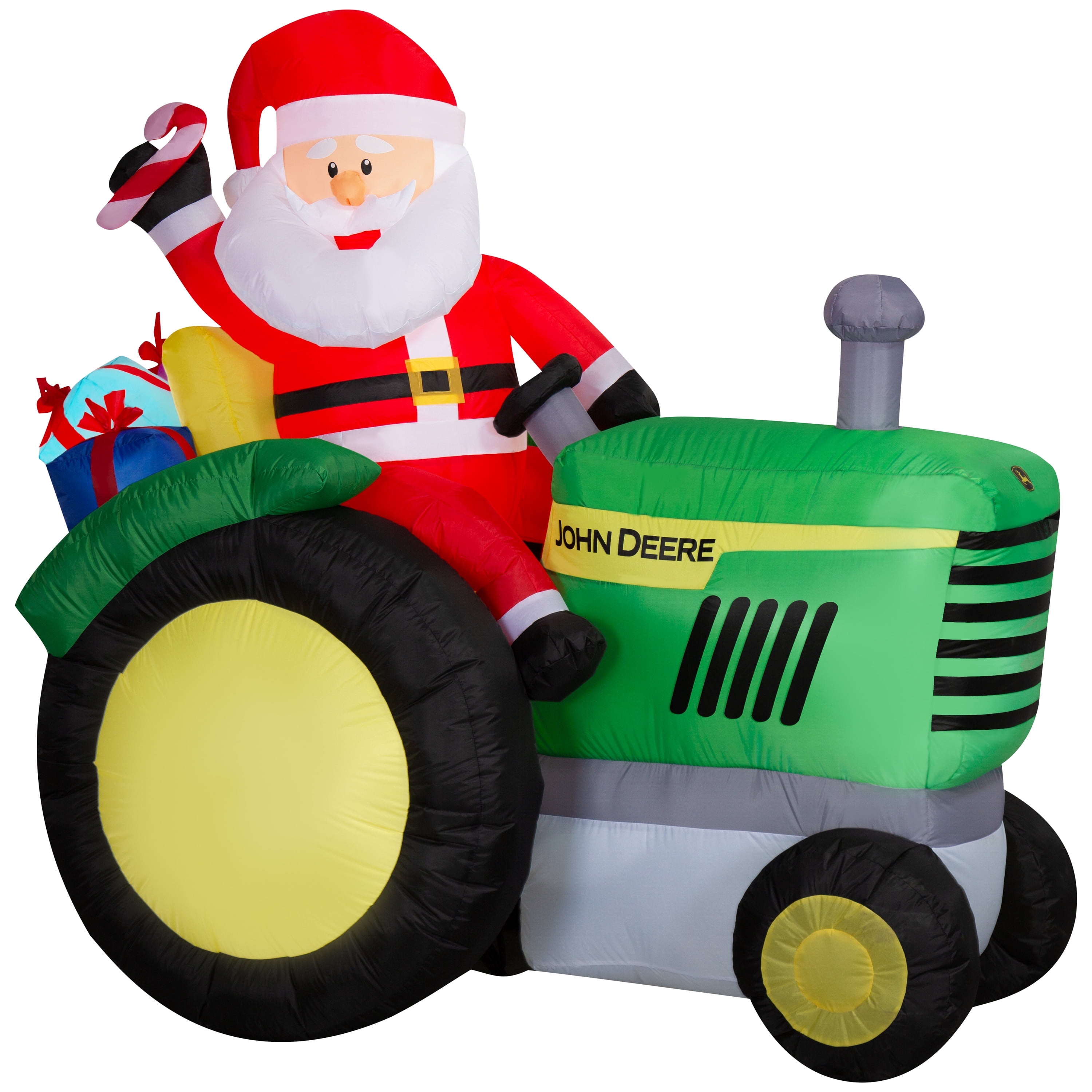 Gemmy Christmas Airblown Inflatable John Deere Tractor w/Santa Scene Deere, 5.5 ft Tall