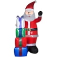 thumbnail image 1 of Gemmy Christmas Airblown Inflatable Mixed Media Iridescent and Sequin Santa w/Presents, 7 ft Tall, 1 of 2