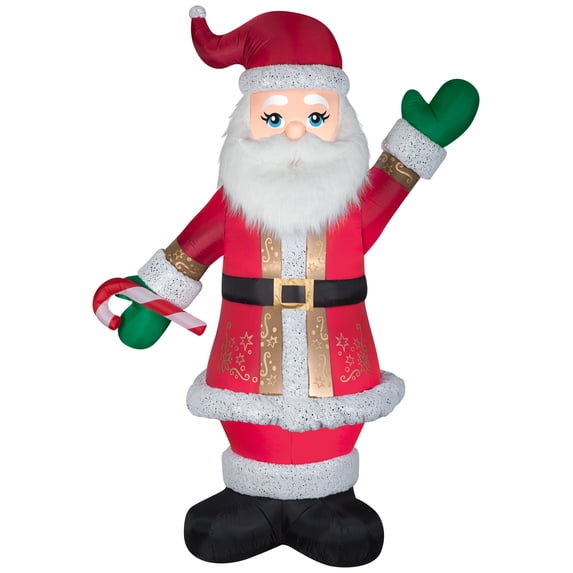 Gemmy Christmas Airblown Inflatable Mixed Media Luxe Santa w/Candy Cane, 8 ft Tall, Multicolored