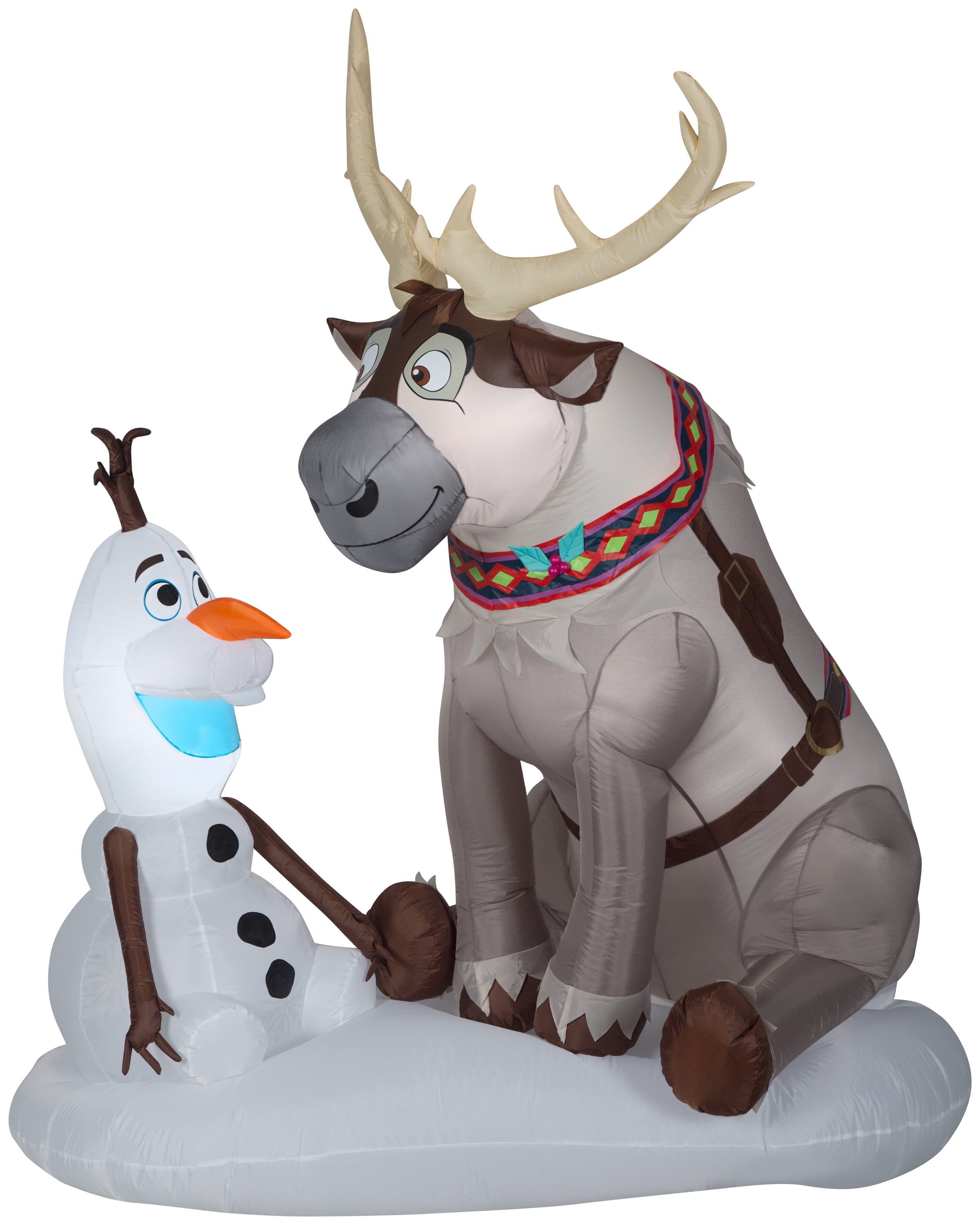 Gemmy Holiday Blowup Yard Outdoor Frozen Olaf and Sven LED Scene, 7ft