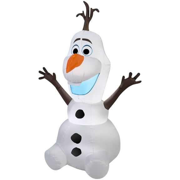 Gemmy Christmas Airblown Inflatable Olaf in Sitting Pose, 4 ft Tall, White