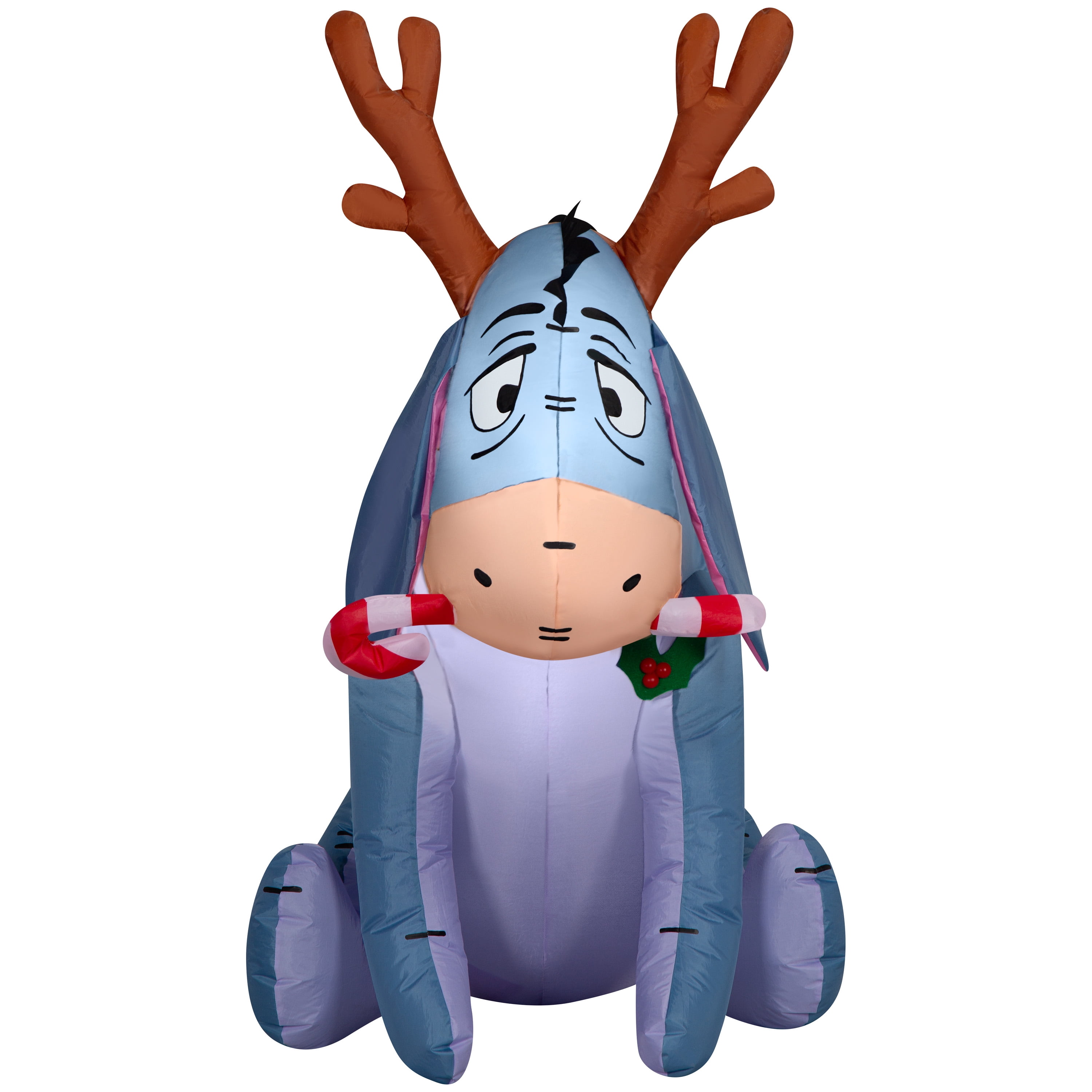 Gemmy Christmas Airblown Inflatable Outdoor Eeyore w/Candy Cane Disney , 4 ft Tall, Multicolored
