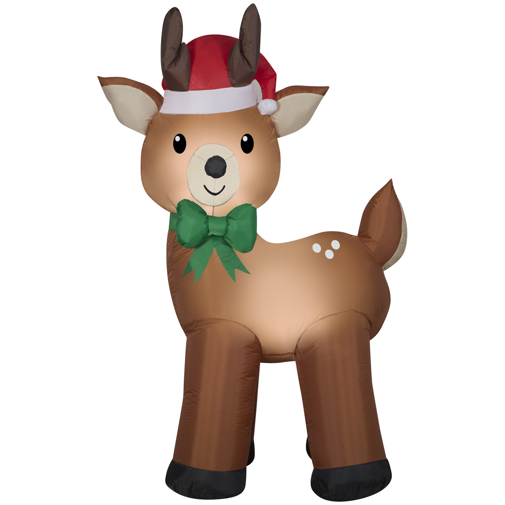 Inflatable Reind Gemmy Christmas Airblown Inflatable Reindeer OPP , 6 ft Tall, Multi ...
