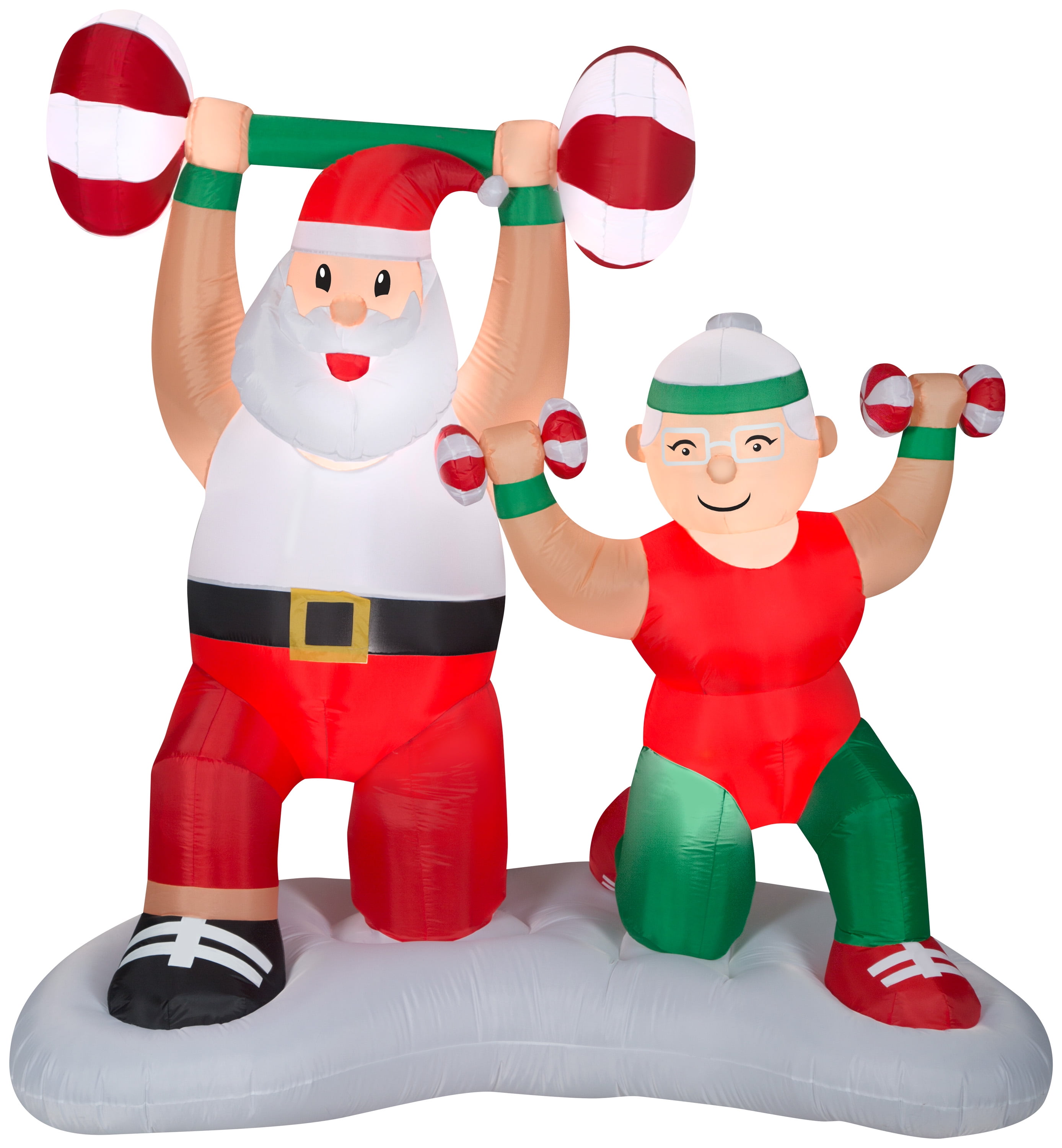 Gemmy Christmas Airblown Inflatable Santa and Mrs Claus Workout Scene