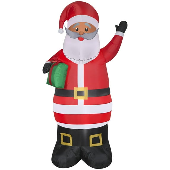 Gemmy Christmas Airblown Inflatable Santa w/Gift OPP, 6.5 ft Tall, Multi