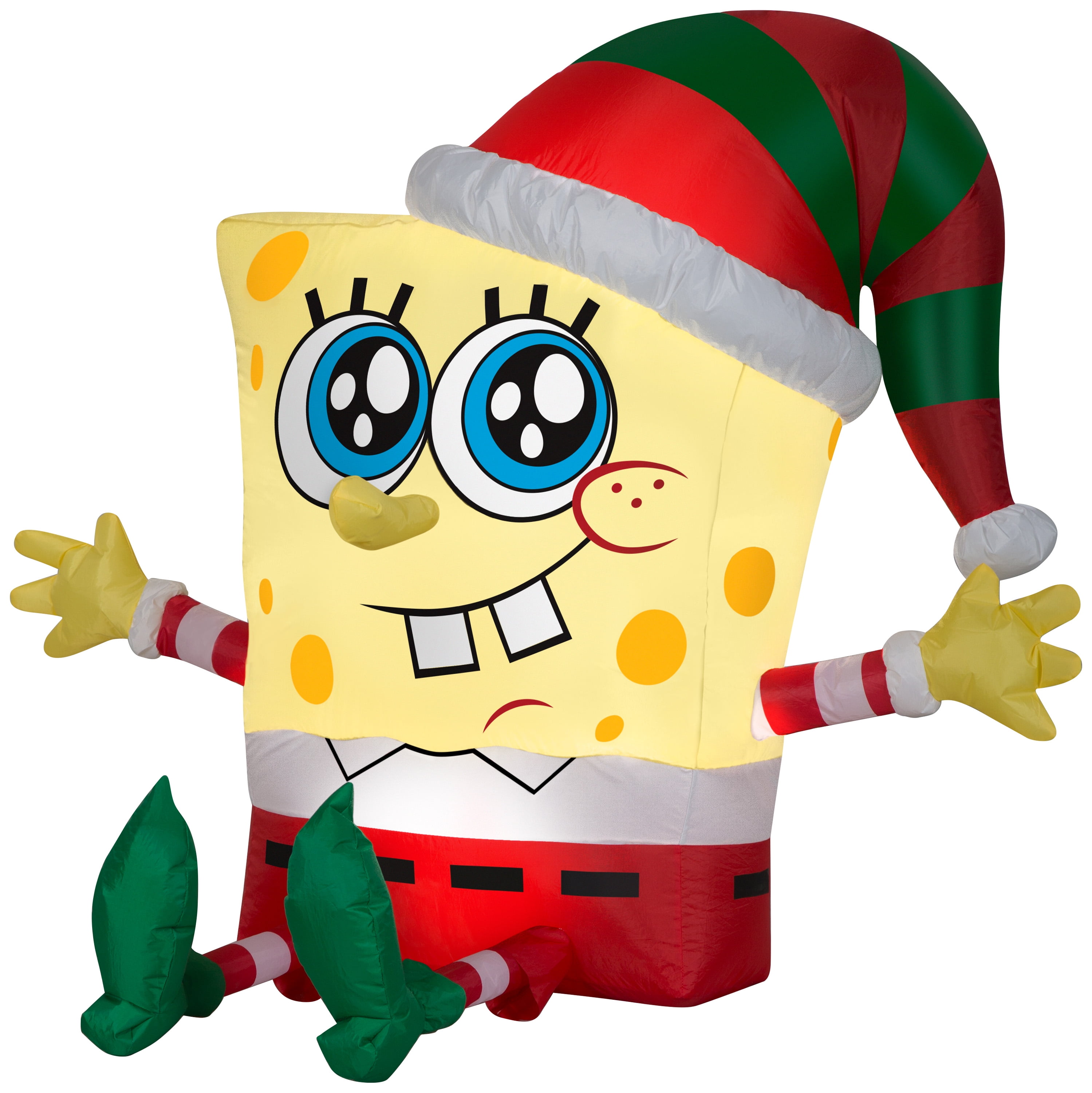 Gemmy Christmas Airblown Inflatable SpongeBob in Holiday Outfit Nickelodeon , 2.5 ft Tall, Yellow