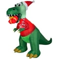 thumbnail image 1 of Gemmy Christmas Airblown Inflatable T Rex w/Gift, 7.5 ft Tall, Green, 1 of 2