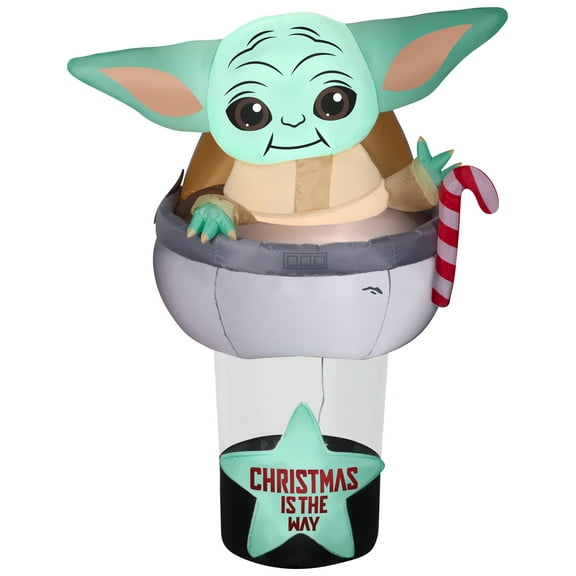 Gemmy Christmas Airblown Inflatable The Child in Pod Scene Star Wars, 6 ft Tall, grey